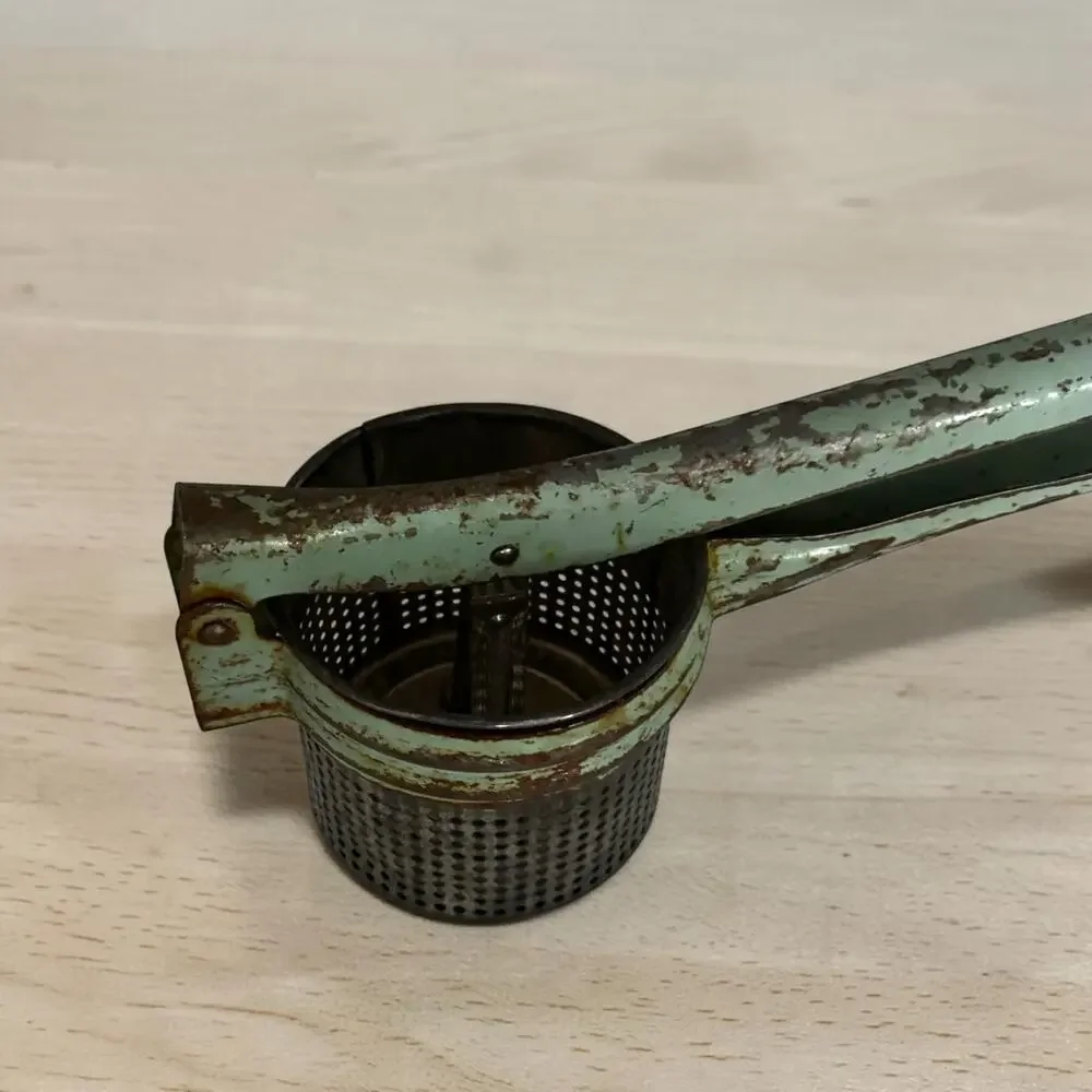 Vintage Potato Ricer Mint Green Painted Handle Rustic Farmhouse Kitchen Decor